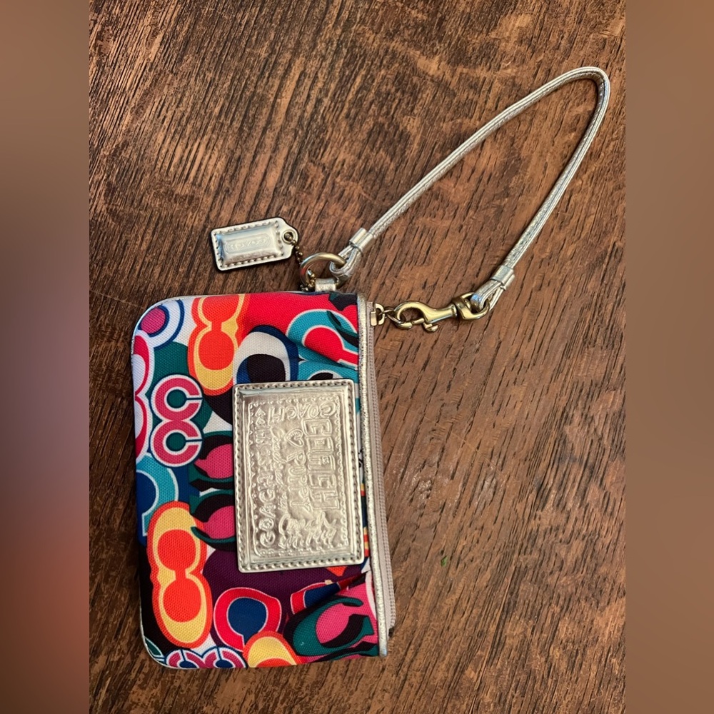 Coach Wristlet With Tag Holder Attached